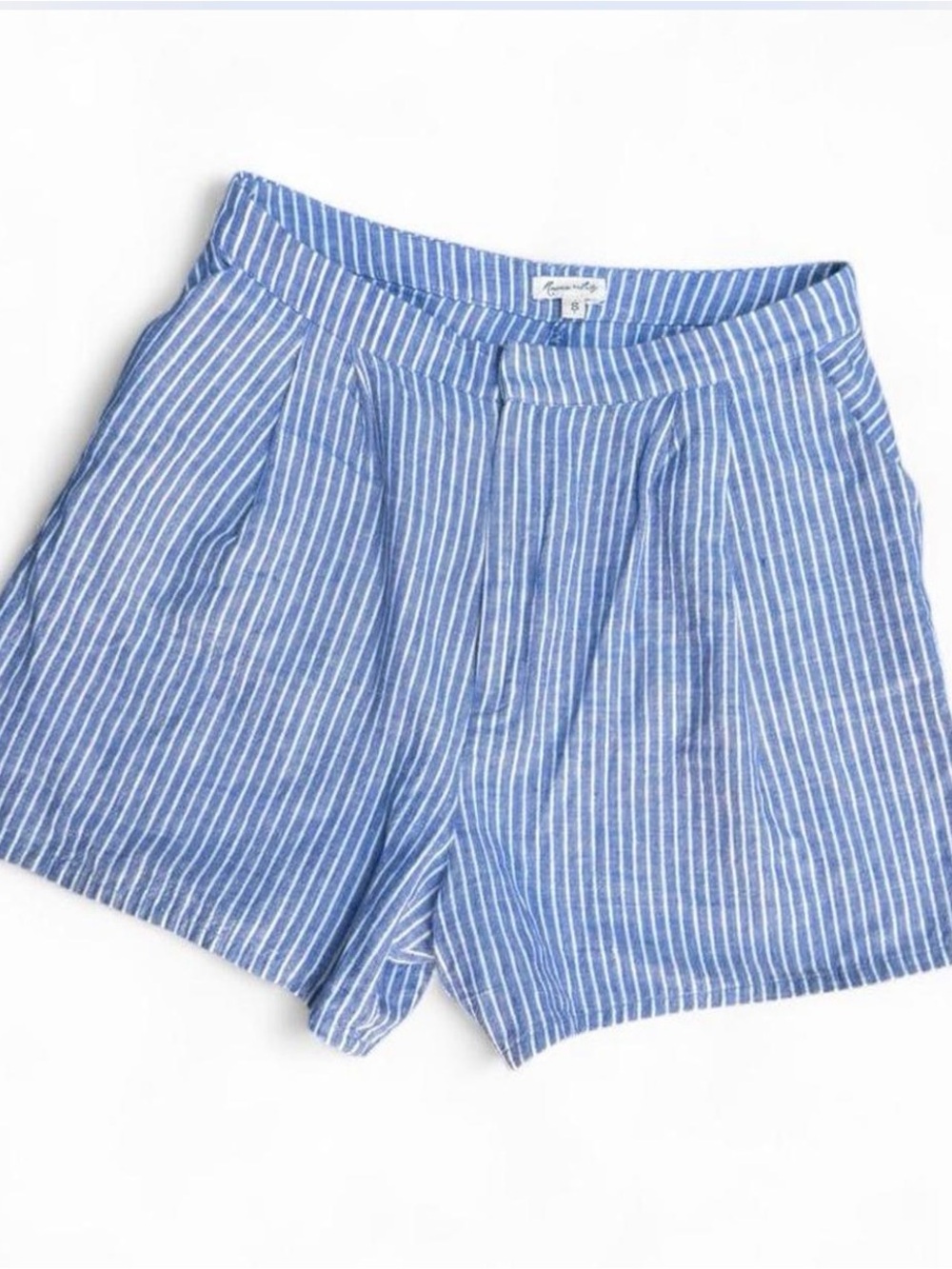 Handloomed cotton Raven & Lily blue & white stripe shorts coastal beach size S